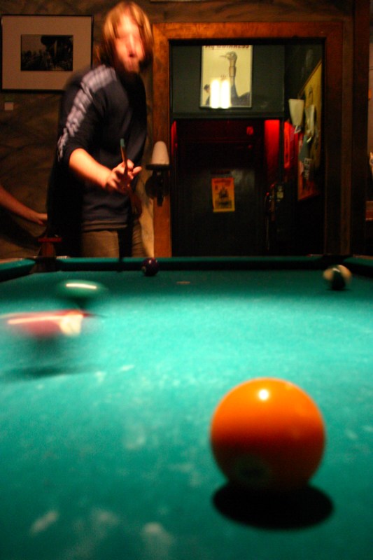 Josh Playing Pool at Lovejoy's