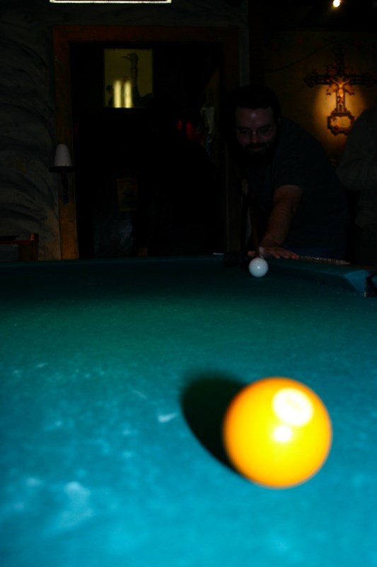 Cote' Playing Pool at Lovejoy's