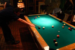 Mason Playing Pool at Lovejoy's