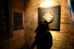 Kim and Dartboard at Gingerman