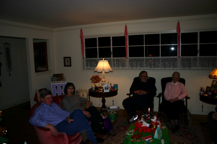 Brian, Mamie, Dad, and Grandma at the Family Xmas Party