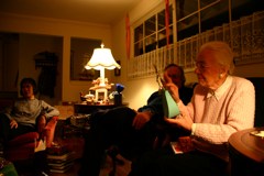 Mamie, Dad, and Grandma at the Family Xmas Party