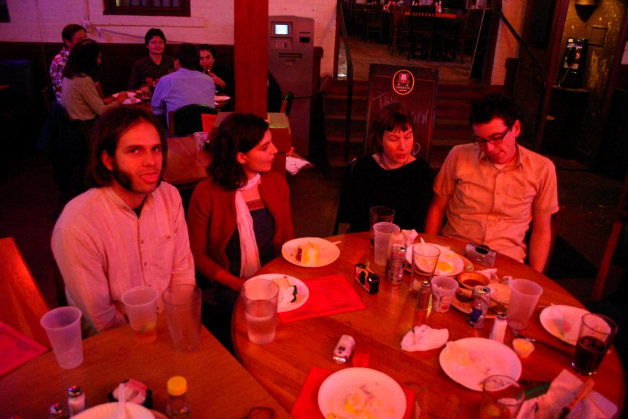 Tom, his Girlfriend, and people at Cote's Birthday Party